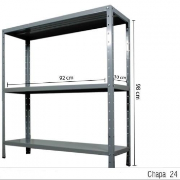 Estante com 3 prateleiras 30cm 2420SS Foto Estante com 3 prateleiras 30cm 2420SS