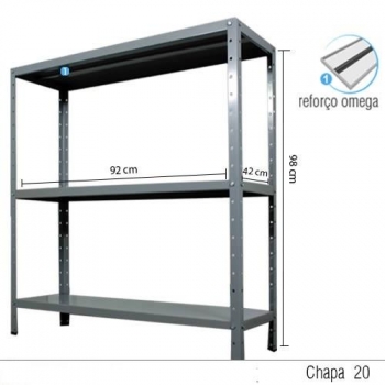 Estante com 3 prateleiras 42cm 2016CS Foto Estante com 3 prateleiras 42cm 2016CS