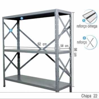 Estante com 3 prateleiras 58cm 2216CC