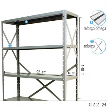 Estante de Aço 5 prateleiras 42cm 2418CC Foto Estante de Aço 5 prateleiras 42cm 2418CC