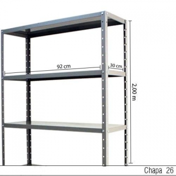 Estante de Aço 6 prateleiras 30cm 2620SS Foto Estante de Aço 6 prateleiras 30cm 2620SS