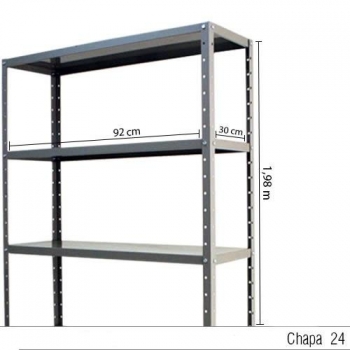 Estante de Aço 6 prateleiras 30cm 2418SS Foto Estante de Aço 6 prateleiras 30cm 2418SS