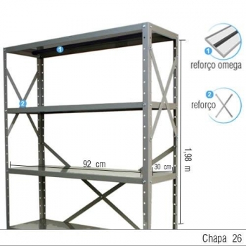 Estante de Aço 6 prateleiras 30cm 2620CC Foto Estante de Aço 6 prateleiras 30cm 2620CC