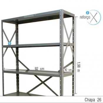Estante de Aço 6 prateleiras 42cm 2620SC Foto Estante de Aço 6 prateleiras 42cm 2620SC