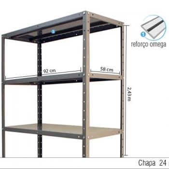 Estante com 7 prateleiras 58cm 2416CS Foto Estante com 7 prateleiras 58cm 2416CS