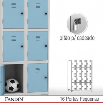 Roupeiro de aço Pandin 16 portas PPD26CC